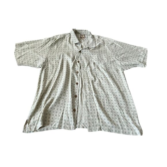 Tommy Bahama Mens White Geometric‎ Button Up Silk Shirt Short Sleeve Size L - Picture 4 of 10